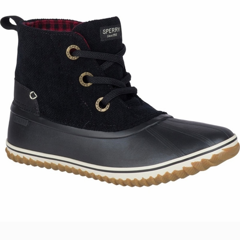 Sperry Black Schooner Wool Duck Chukka Rain Boots Size 9 Women's